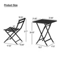 3 Piece Patio Bistro Set Of Foldable Square Table And Chairs, White No White Metal