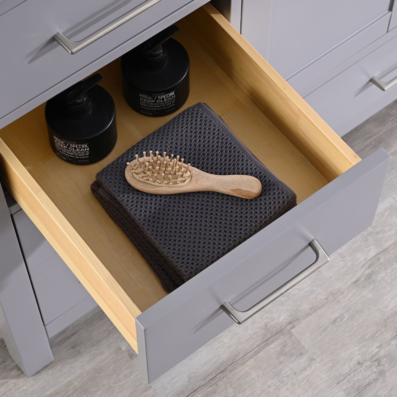 Bathroom Vanity Base Cabinet Only, Single Bath Vanity In Gray, Bathroom Storage With Soft Close Doors And Drawers Gray Plywood