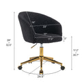 Hengming Golden Foot Office Chair, Modern Armchair, Height Adjustable, Rotary Cosmetic Chair, For Bedroom,Set Of 1 Black Wool