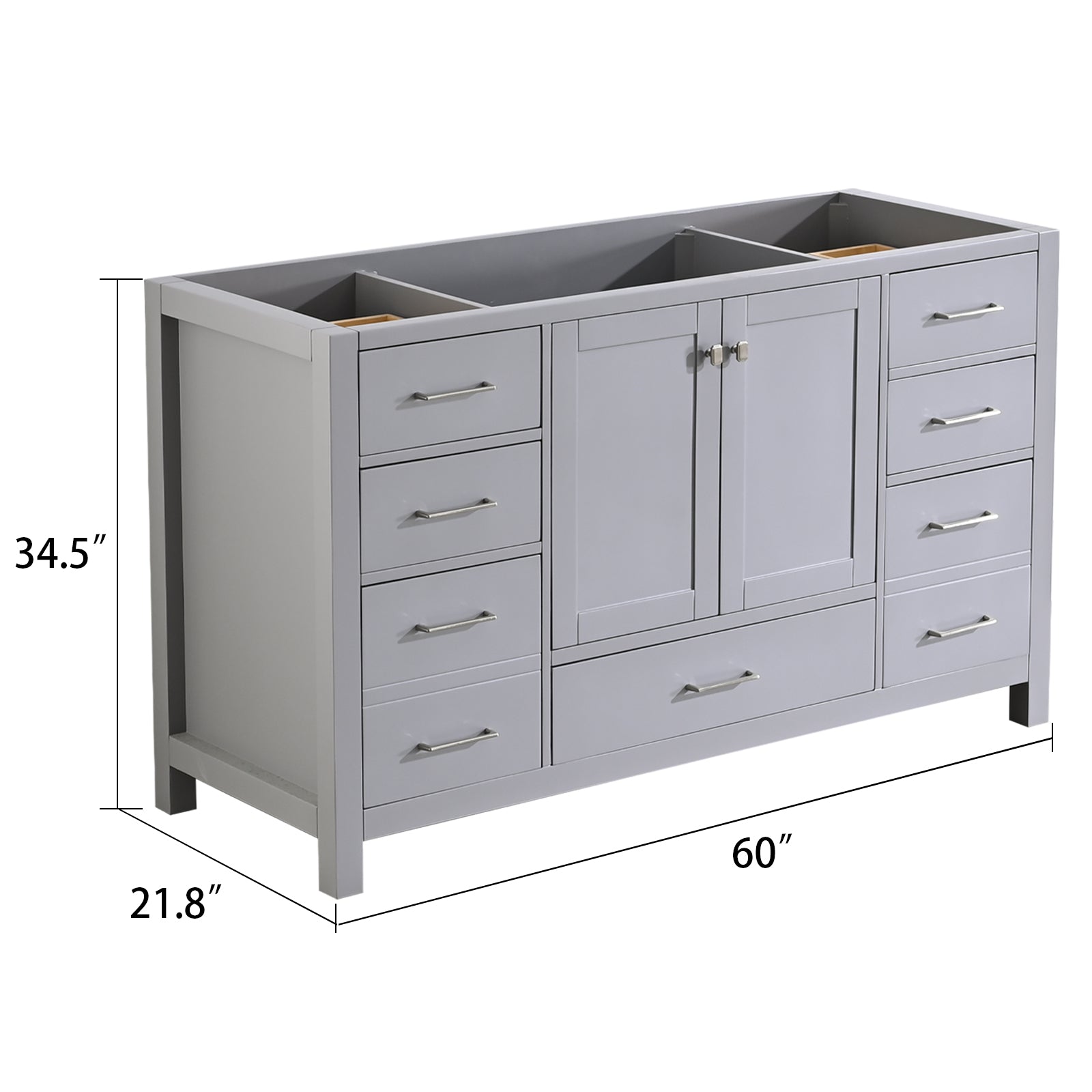Bathroom Vanity Base Cabinet Only, Single Bath Vanity In Gray, Bathroom Storage With Soft Close Doors And Drawers Gray Plywood