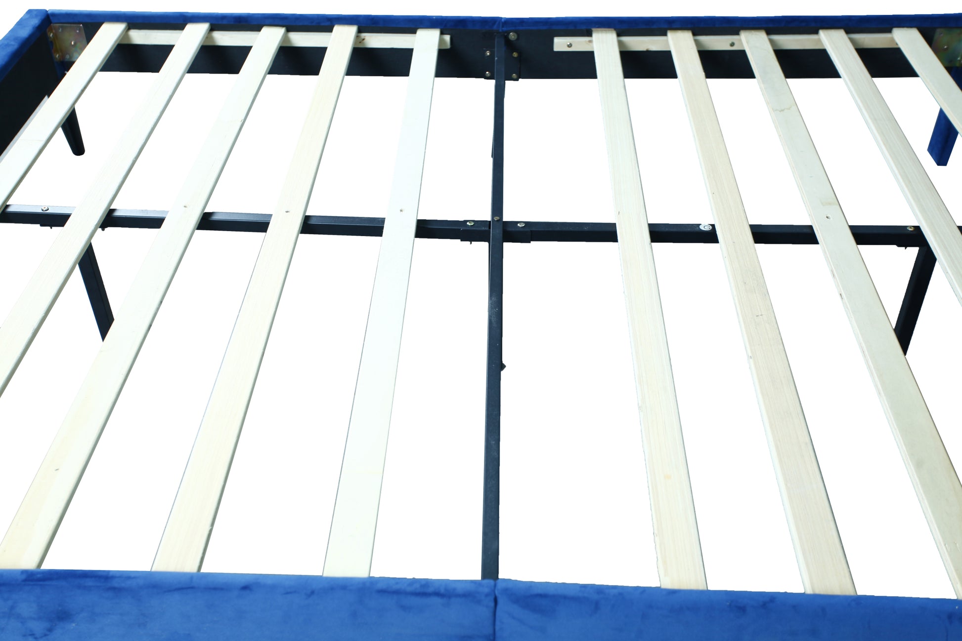 Modern Curved Upholstered Bed, Trim Queen Cream Plywood Fabric