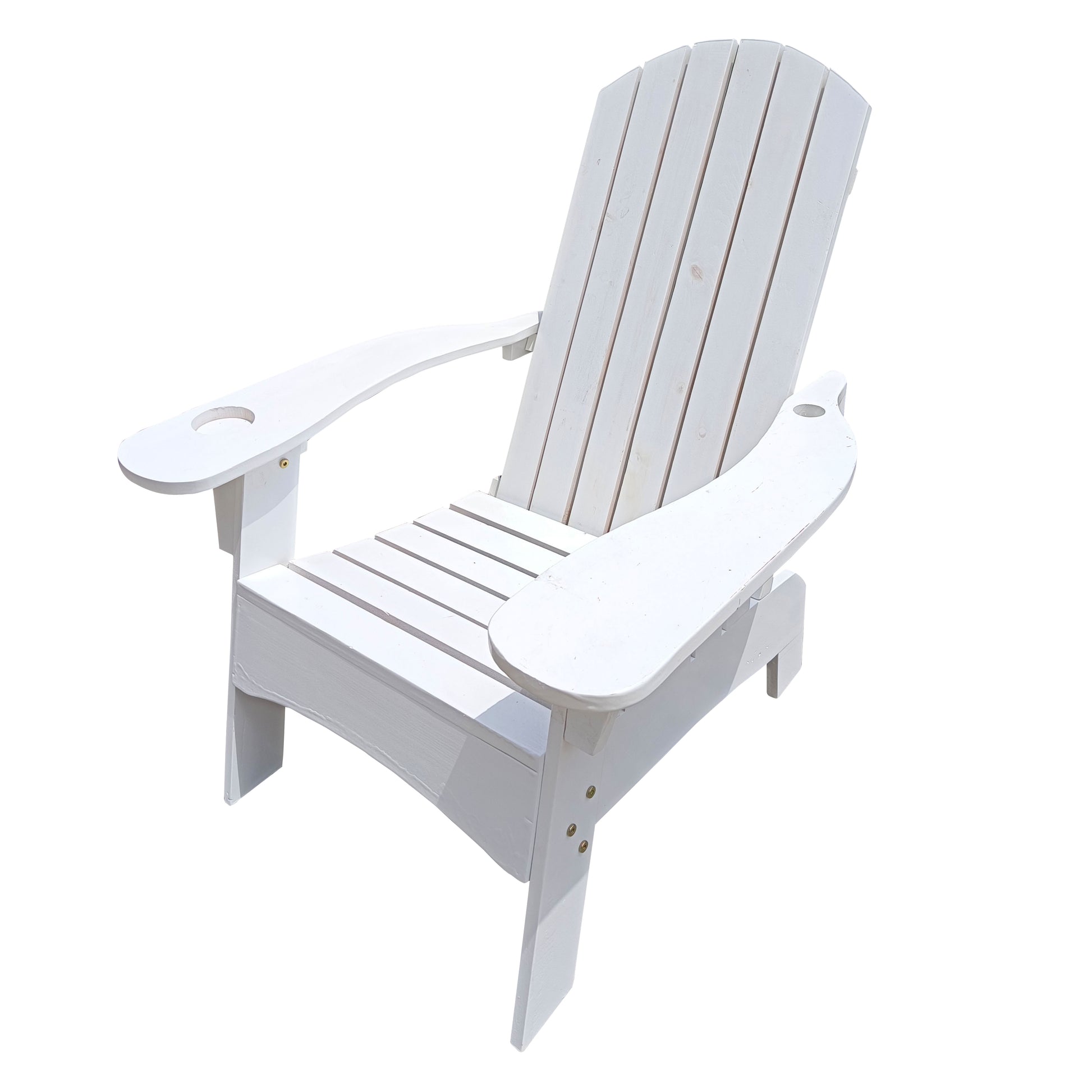 Outdoor Or Indoor Wood Adirondack Chair With An Hole To Hold Umbrella On The Arm ,White White Solid Wood