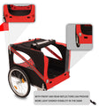 Outdoor Heavy Duty Foldable Utility Pet Stroller Dog Carriers Bicycle Trailer Black Red Fabric Steel