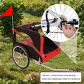 Outdoor Heavy Duty Foldable Utility Pet Stroller Dog Carriers Bicycle Trailer Black Red Fabric Steel