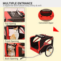 Outdoor Heavy Duty Foldable Utility Pet Stroller Dog Carriers Bicycle Trailer Black Red Fabric Steel