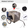 Tangkula Dog Bike Trailer,Mesh Dog Cart With 3 Entrances, Safety Flag, 8 Reflectors, Folding Pet Carrier Wagon With 20 Inch Wheels, Bicycle Carrier For Medium And Small Sized Dogs Blue Grey Fabric Steel