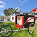 Outdoor Heavy Duty Foldable Utility Pet Stroller Dog Carriers Bicycle Trailer Black Red Fabric Steel