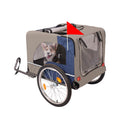 Tangkula Dog Bike Trailer,Mesh Dog Cart With 3 Entrances, Safety Flag, 8 Reflectors, Folding Pet Carrier Wagon With 20 Inch Wheels, Bicycle Carrier For Medium And Small Sized Dogs Blue Grey Fabric Steel