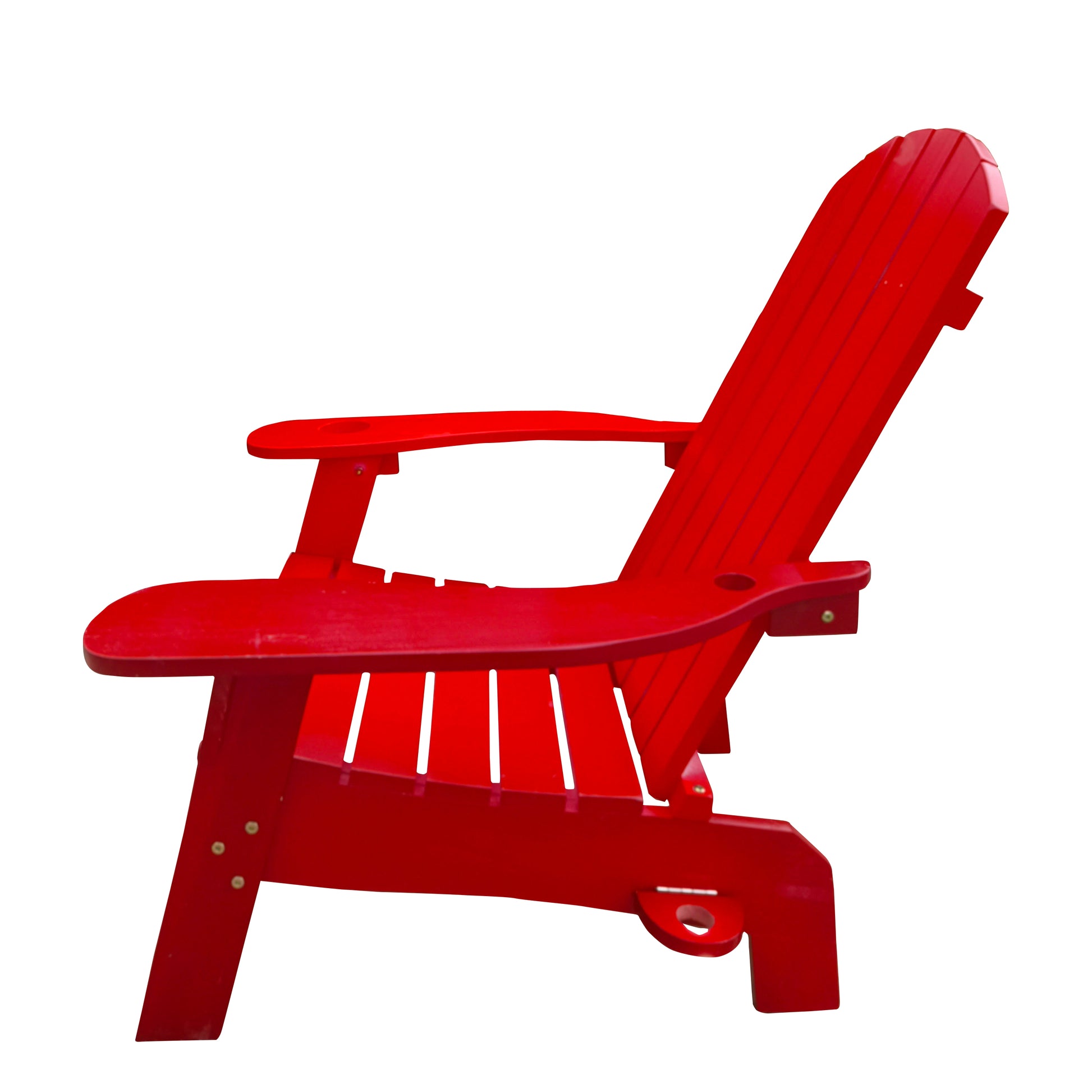 Outdoor Or Indoor Wood Adirondack Chair With An Hole To Hold Umbrella On The Arm ,Red Red Solid Wood
