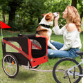 Outdoor Heavy Duty Foldable Utility Pet Stroller Dog Carriers Bicycle Trailer Black Red Fabric Steel