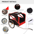 Outdoor Heavy Duty Foldable Utility Pet Stroller Dog Carriers Bicycle Trailer Black Red Fabric Steel