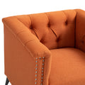 Accent Chair Living Room Chairs Single Sofa Chair,Arm Chairs With Linen Fabric, Mid Century Accent Arm Chairs Comfy Reading Lounge Club Armchair For Bedroom Office Study Orange Metal