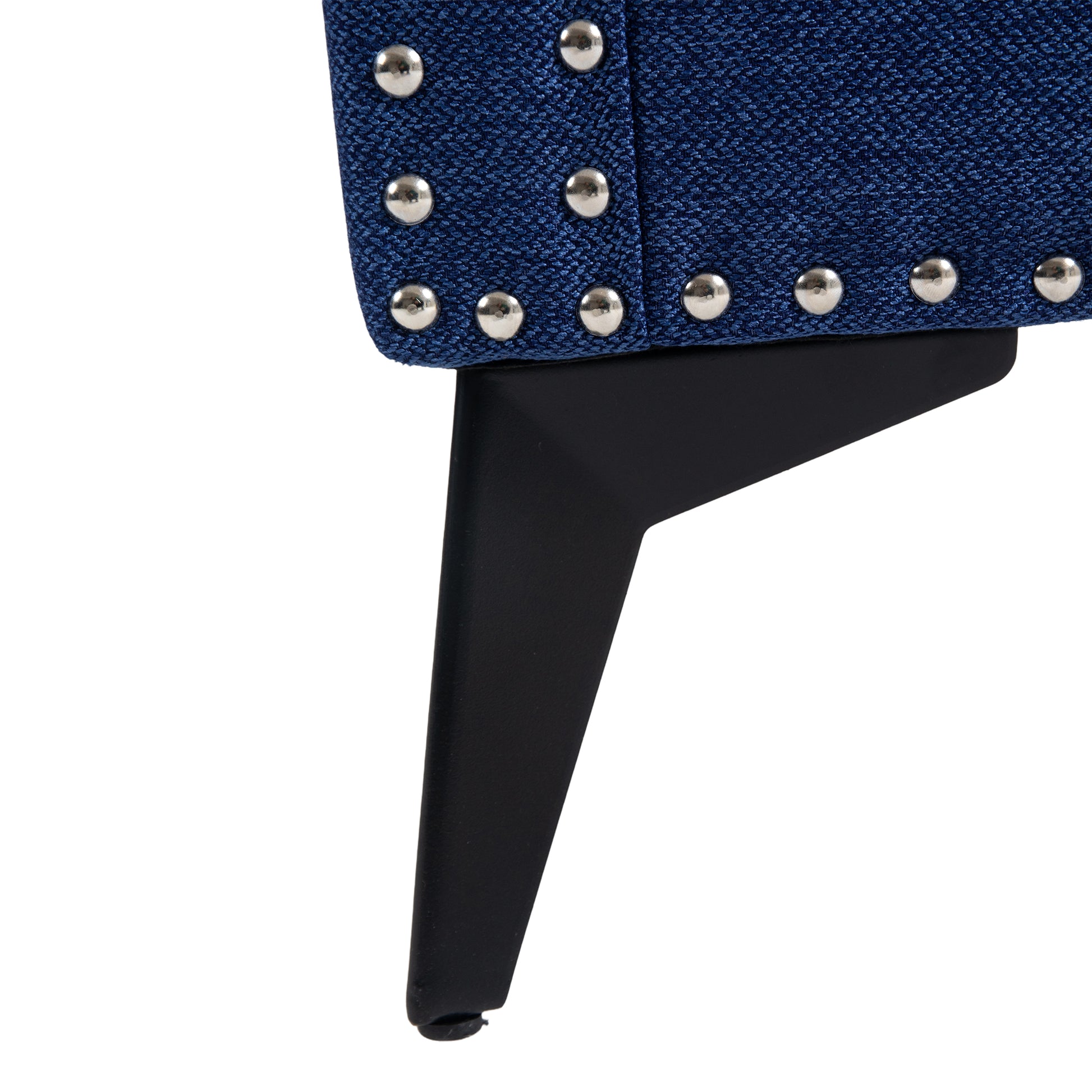 Accent Chair Living Room Chairs Single Sofa Chair,Arm Chairs With Linen Fabric, Mid Century Accent Arm Chairs Comfy Reading Lounge Club Armchair For Bedroom Office Study Blue Metal