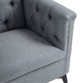 Accent Chair Living Room Chairs Single Sofa Chair,Arm Chairs With Linen Fabric, Mid Century Accent Arm Chairs Comfy Reading Lounge Club Armchair For Bedroom Office Study Gray Metal