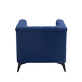 Accent Chair Living Room Chairs Single Sofa Chair,Arm Chairs With Linen Fabric, Mid Century Accent Arm Chairs Comfy Reading Lounge Club Armchair For Bedroom Office Study Blue Metal