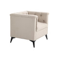 Accent Chair Living Room Chairs Single Sofa Chair,Arm Chairs With Linen Fabric, Mid Century Accent Arm Chairs Comfy Reading Lounge Club Armchair For Bedroom Office Study Beige Metal