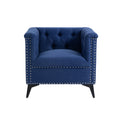 Accent Chair Living Room Chairs Single Sofa Chair,Arm Chairs With Linen Fabric, Mid Century Accent Arm Chairs Comfy Reading Lounge Club Armchair For Bedroom Office Study Blue Metal