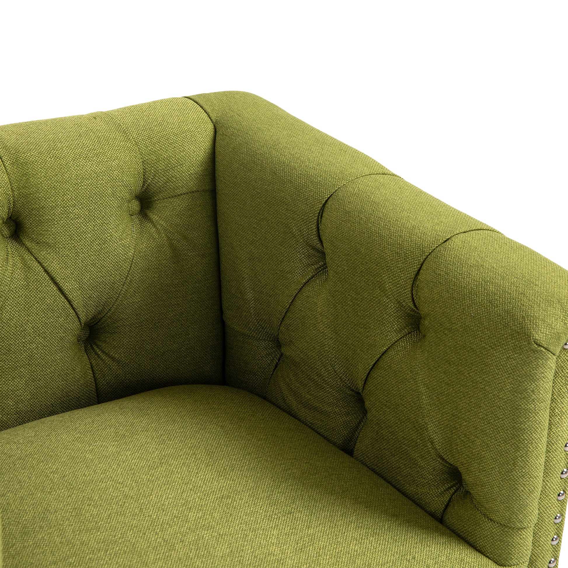 Accent Chair Living Room Chairs Single Sofa Chair,Arm Chairs With Linen Fabric, Mid Century Accent Arm Chairs Comfy Reading Lounge Club Armchair For Bedroom Office Study Green Metal