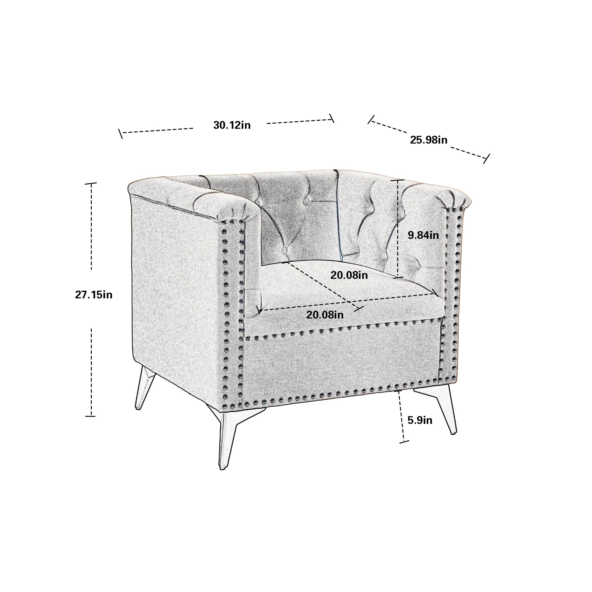 Accent Chair Living Room Chairs Single Sofa Chair,Arm Chairs With Linen Fabric, Mid Century Accent Arm Chairs Comfy Reading Lounge Club Armchair For Bedroom Office Study Green Metal