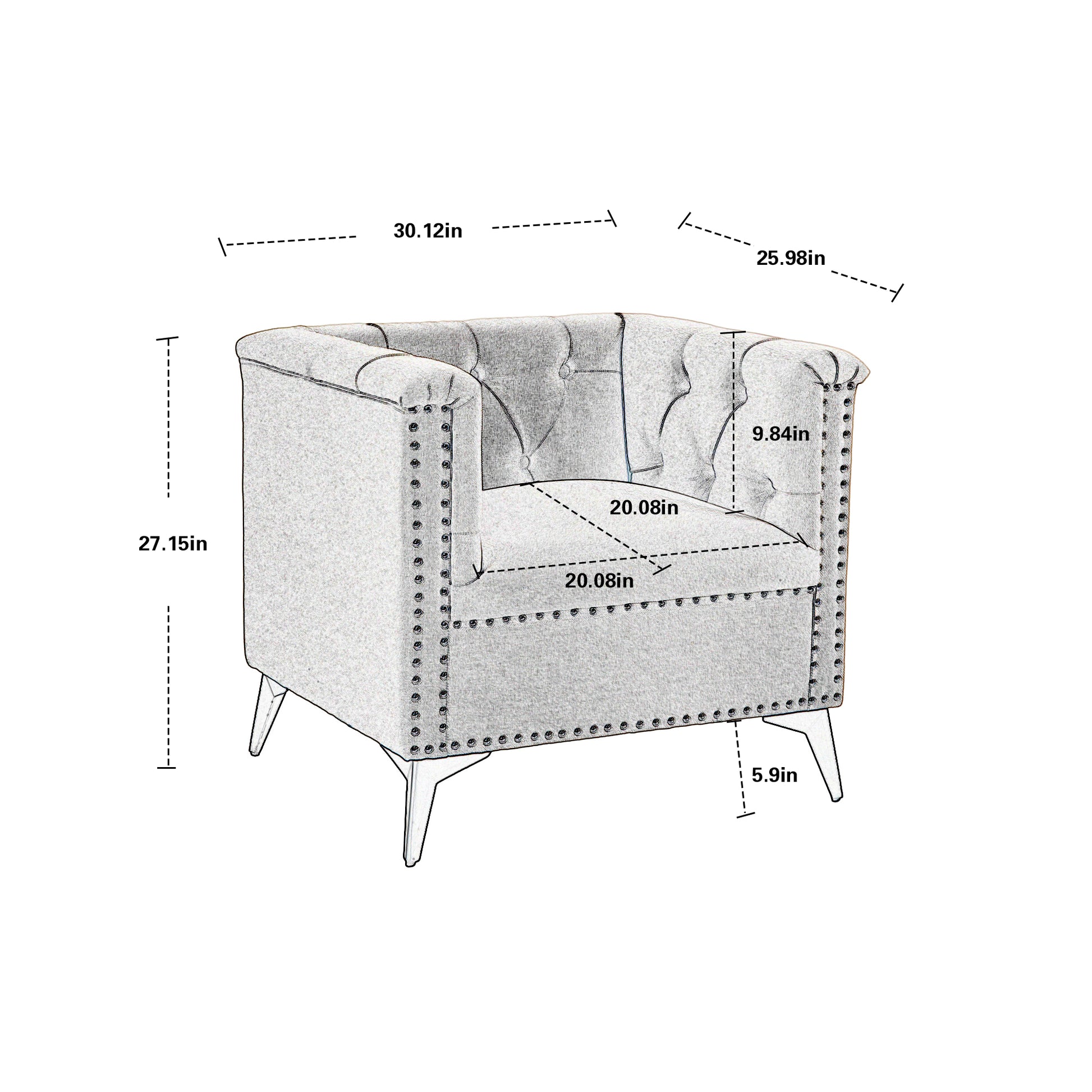 Accent Chair Living Room Chairs Single Sofa Chair,Arm Chairs With Linen Fabric, Mid Century Accent Arm Chairs Comfy Reading Lounge Club Armchair For Bedroom Office Study Blue Metal