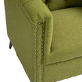Accent Chair Living Room Chairs Single Sofa Chair,Arm Chairs With Linen Fabric, Mid Century Accent Arm Chairs Comfy Reading Lounge Club Armchair For Bedroom Office Study Green Metal