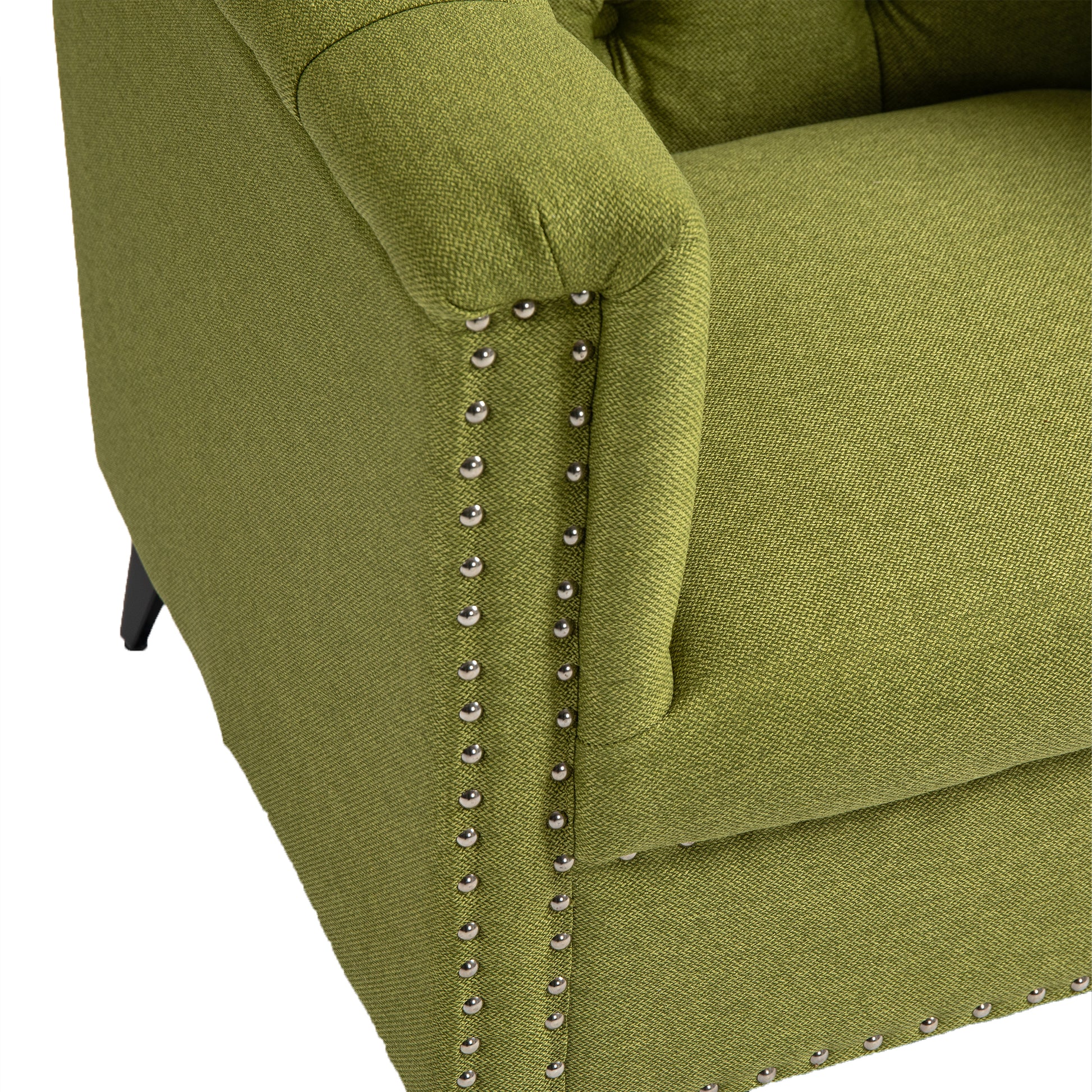 Accent Chair Living Room Chairs Single Sofa Chair,Arm Chairs With Linen Fabric, Mid Century Accent Arm Chairs Comfy Reading Lounge Club Armchair For Bedroom Office Study Green Metal