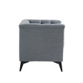 Accent Chair Living Room Chairs Single Sofa Chair,Arm Chairs With Linen Fabric, Mid Century Accent Arm Chairs Comfy Reading Lounge Club Armchair For Bedroom Office Study Gray Metal
