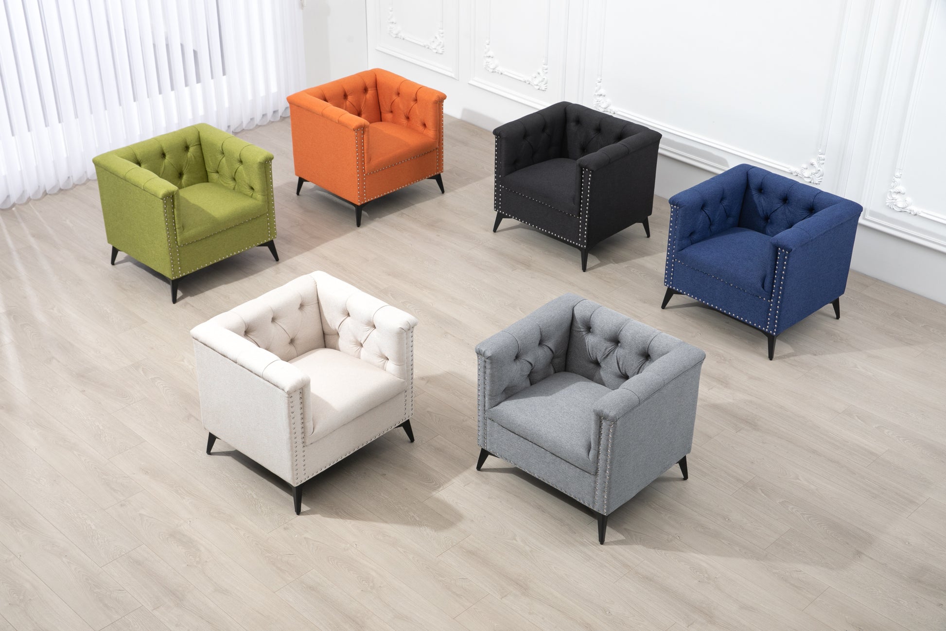 Accent Chair Living Room Chairs Single Sofa Chair,Arm Chairs With Linen Fabric, Mid Century Accent Arm Chairs Comfy Reading Lounge Club Armchair For Bedroom Office Study Green Metal