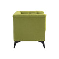 Accent Chair Living Room Chairs Single Sofa Chair,Arm Chairs With Linen Fabric, Mid Century Accent Arm Chairs Comfy Reading Lounge Club Armchair For Bedroom Office Study Green Metal