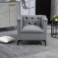 Accent Chair Living Room Chairs Single Sofa Chair,Arm Chairs With Linen Fabric, Mid Century Accent Arm Chairs Comfy Reading Lounge Club Armchair For Bedroom Office Study Gray Metal