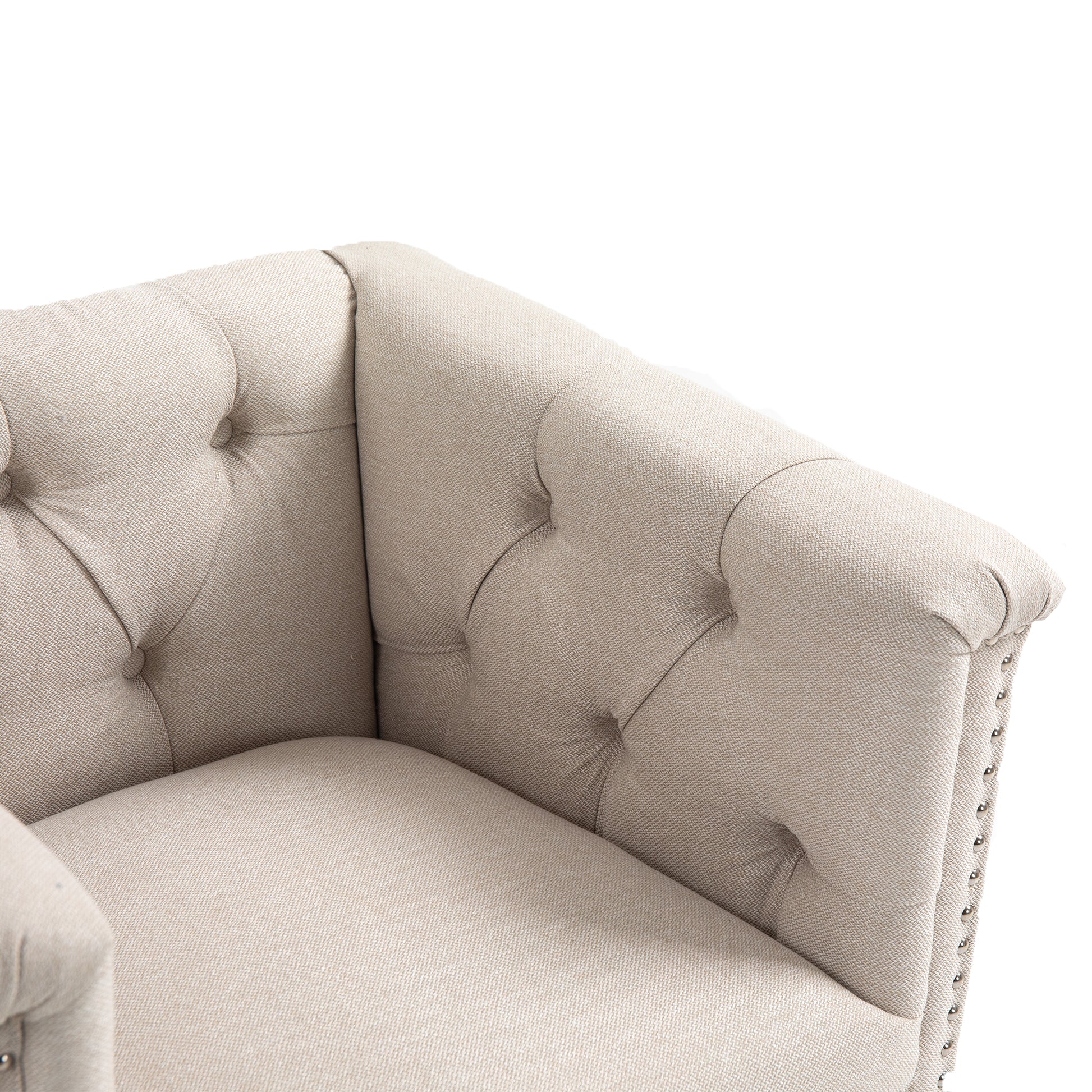 Accent Chair Living Room Chairs Single Sofa Chair,Arm Chairs With Linen Fabric, Mid Century Accent Arm Chairs Comfy Reading Lounge Club Armchair For Bedroom Office Study Beige Metal