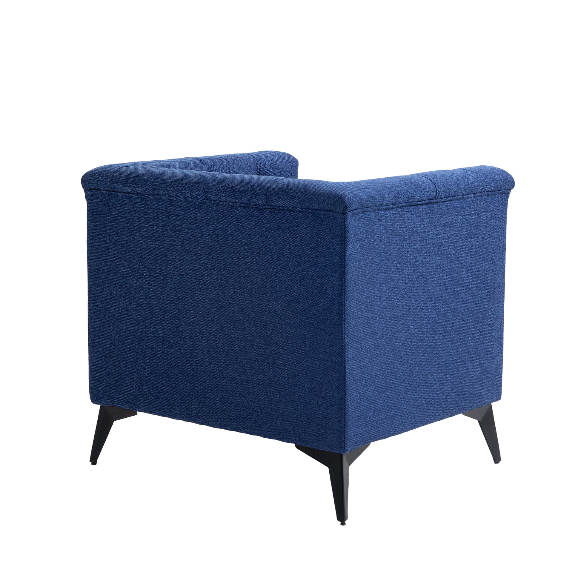 Accent Chair Living Room Chairs Single Sofa Chair,Arm Chairs With Linen Fabric, Mid Century Accent Arm Chairs Comfy Reading Lounge Club Armchair For Bedroom Office Study Blue Metal