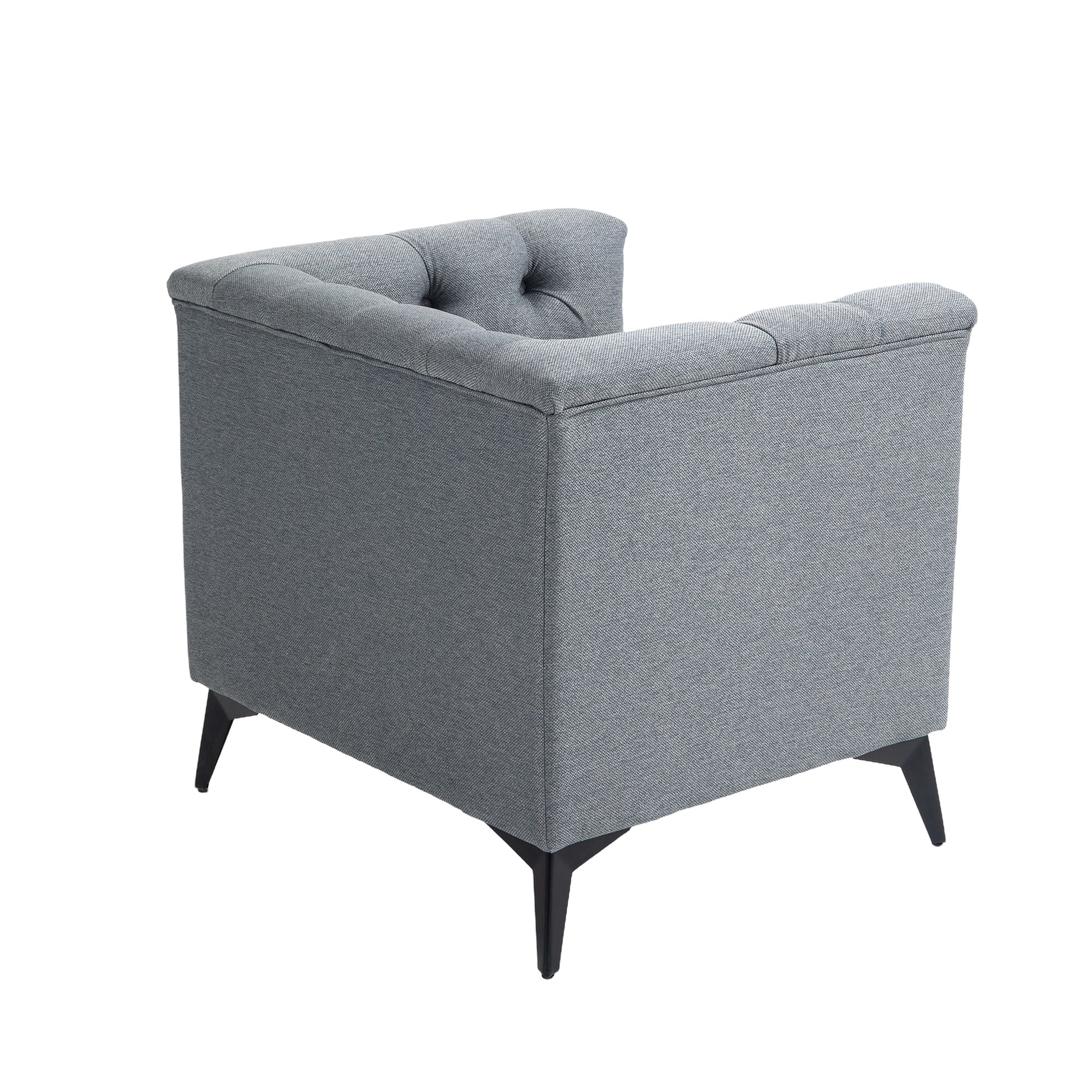 Accent Chair Living Room Chairs Single Sofa Chair,Arm Chairs With Linen Fabric, Mid Century Accent Arm Chairs Comfy Reading Lounge Club Armchair For Bedroom Office Study Gray Metal