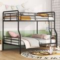 Full Xl Over Queen Metal Bunk Bed, Black Black Iron