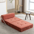Folding Sofa Bed, Futon Sleeper Chair, Convertible Chair Floor Couch & Sleeping Mattress For Living Room, Guest Room, Home Office, Apartment, Small Space, Bed, Removable Back Cushion, Orange, 1 Seat Orange Chenille Primary Living Space Pillow Back Soft