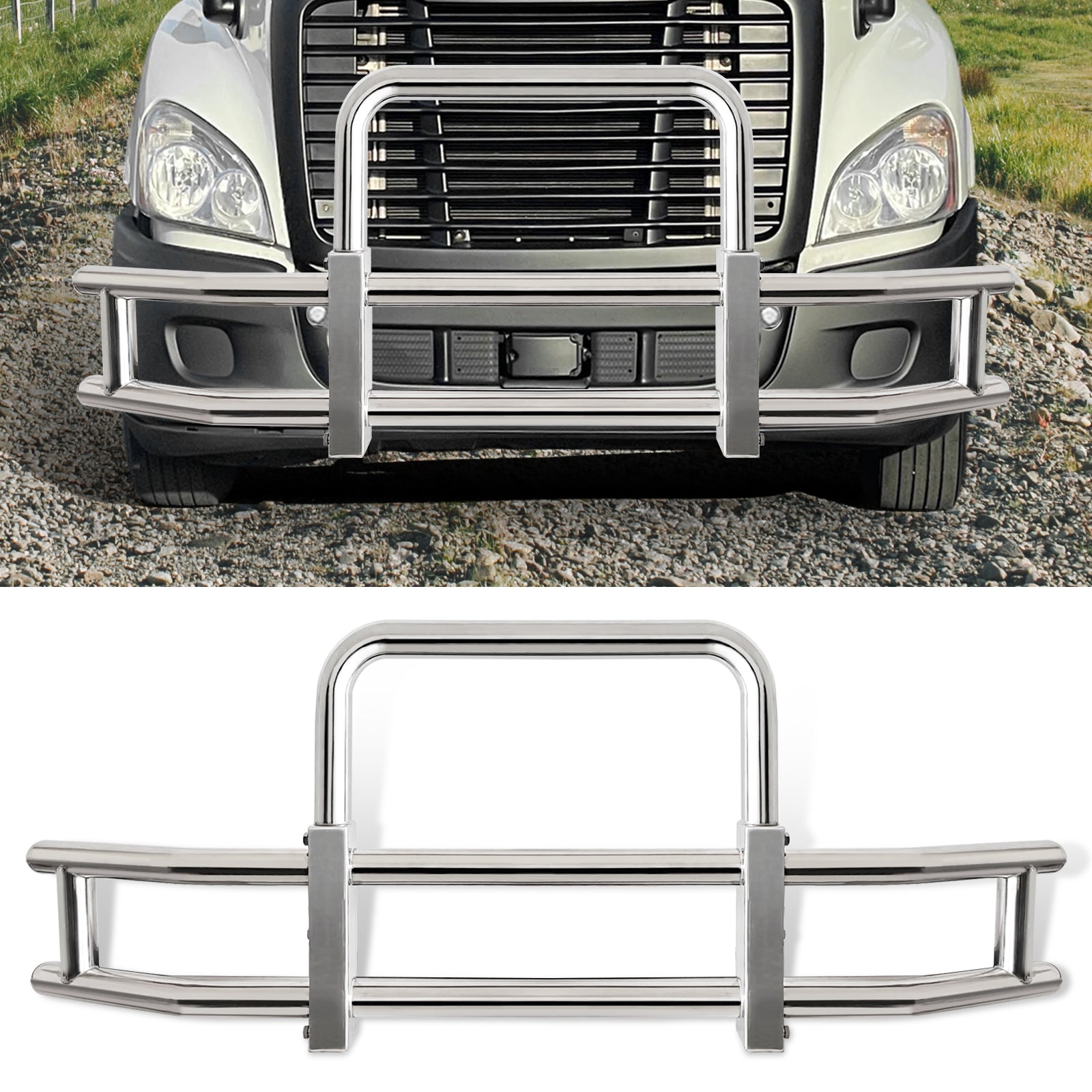 Deer Guard For Freightliner Cascadia 2008 2017 With Brackets Stainless Steel Chrome Stainless Steel