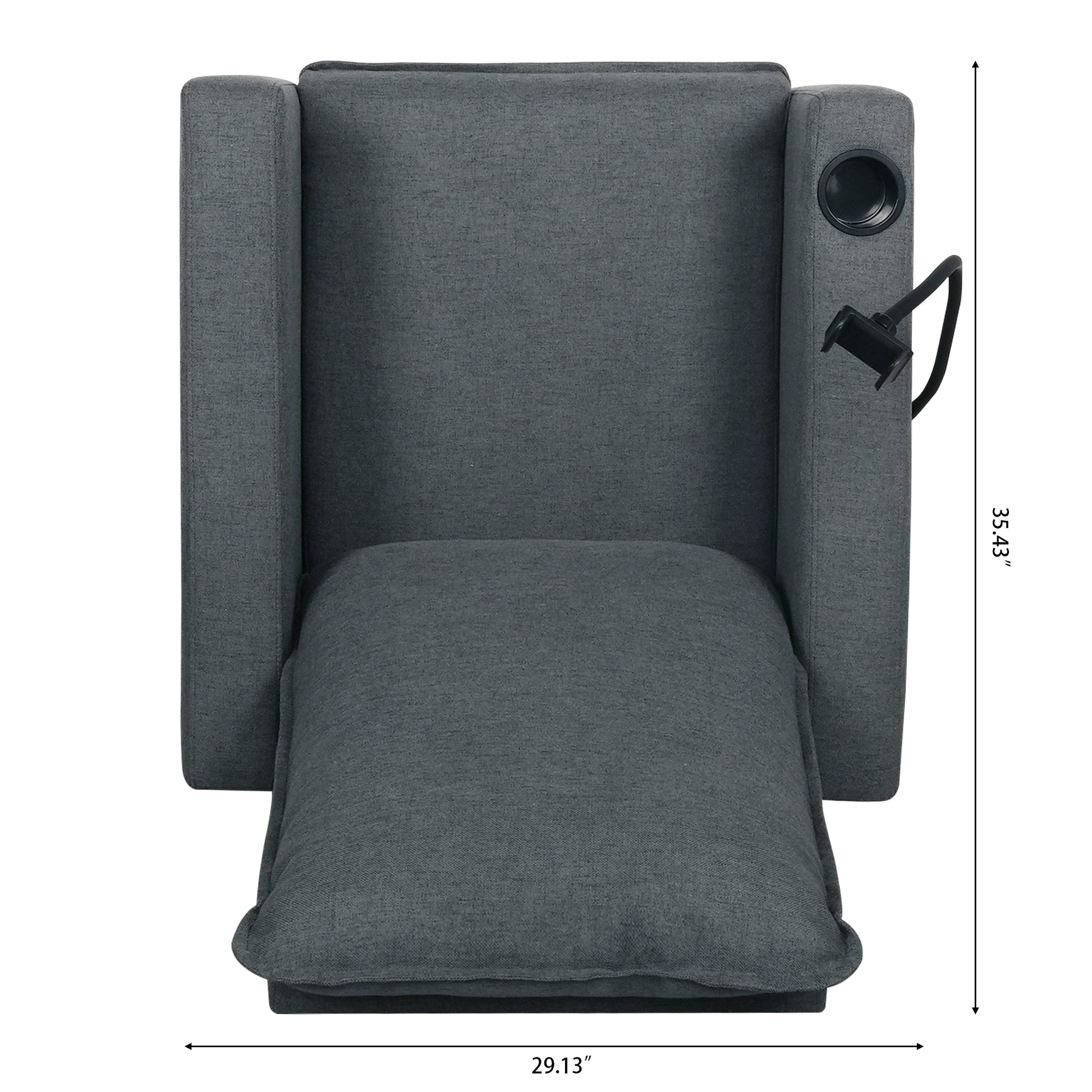Recliner Chairs For Adults, Adjustable Recliner Sofa With Mobile Phone Holder & Cup Holder, Modern Reclining Chairs Fabric Push Back Recliner Chairs For Living Room, Bedroom, Gray Grey Foam Polyester