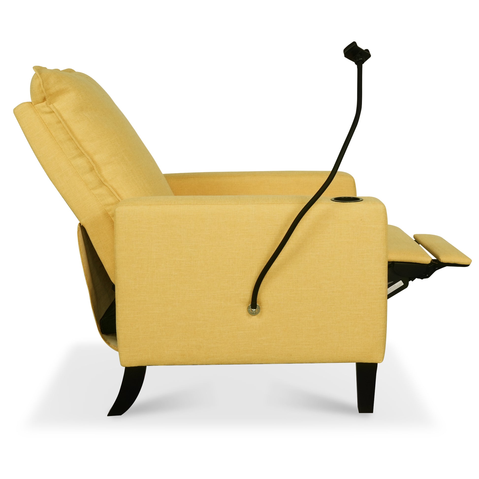 Recliner Chairs For Adults, Adjustable Recliner Sofa With Mobile Phone Holder & Cup Holder, Modern Reclining Chairs Fabric Push Back Recliner Chairs For Living Room, Bedroom, Yellow Yellow Foam Polyester