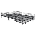 Full Xl Over Queen Metal Bunk Bed With Twin Size Trundle, Black Black Iron
