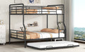 Full Xl Over Queen Metal Bunk Bed With Twin Size Trundle, Black Black Iron