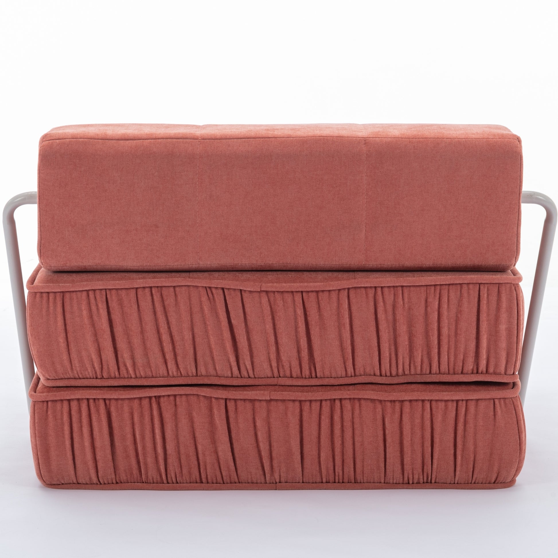 Folding Sofa Bed, Futon Sleeper Chair, Convertible Chair Floor Couch & Sleeping Mattress For Living Room, Guest Room, Home Office, Apartment, Small Space, Bed, Removable Back Cushion, Orange, 1 Seat Orange Chenille Primary Living Space Pillow Back Soft