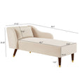 Modern Chaise Lounge Chair Velvet Upholstery Beige Beige Foam Velvet 1 Seat