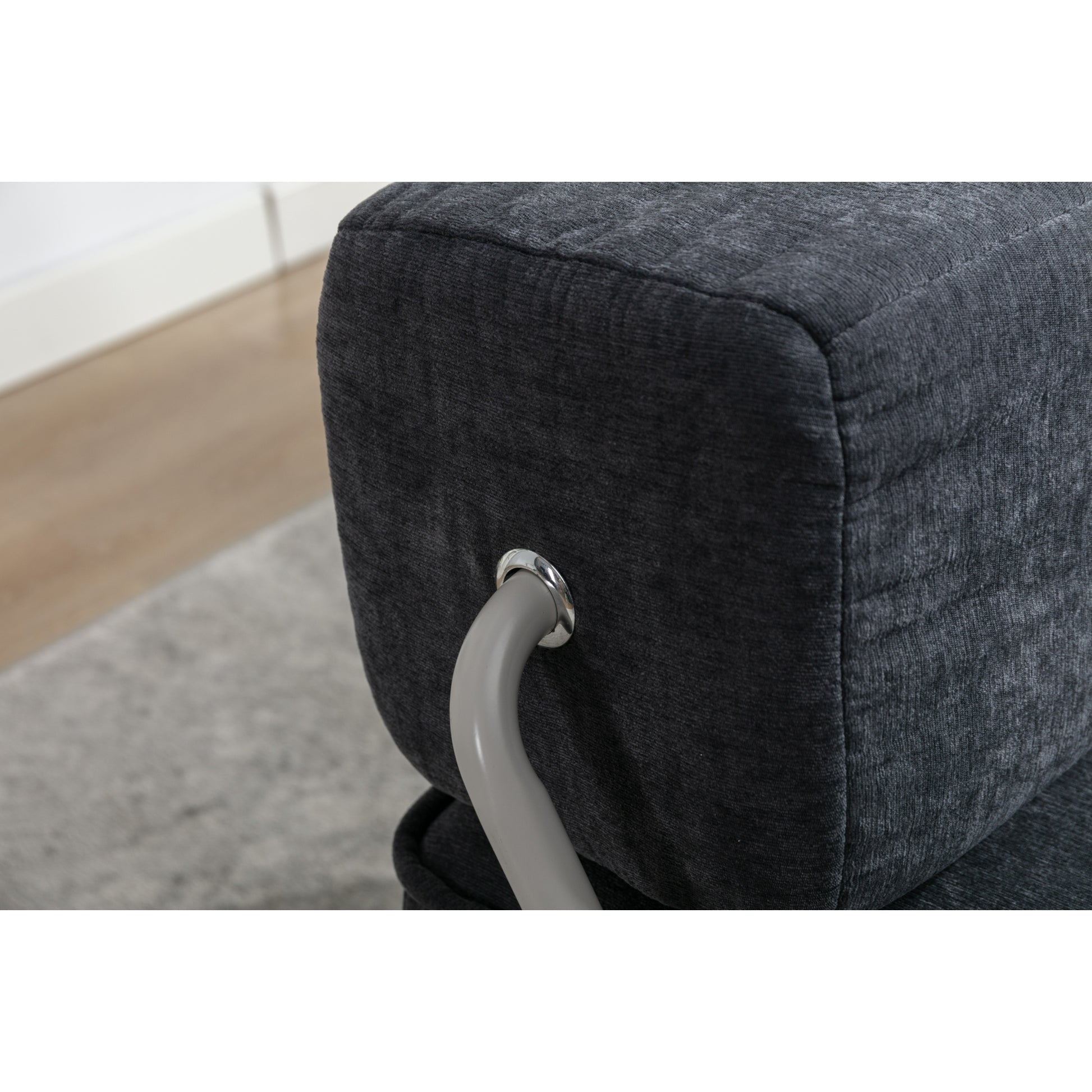 Folding Sofa Bed, Futon Sleeper Chair, Convertible Chair Floor Couch & Sleeping Mattress For Living Room, Guest Room, Home Office, Apartment, Small Space, Bed, Removable Back Cushion, Grey, 1 Seat Grey Chenille Primary Living Space Pillow Back Soft