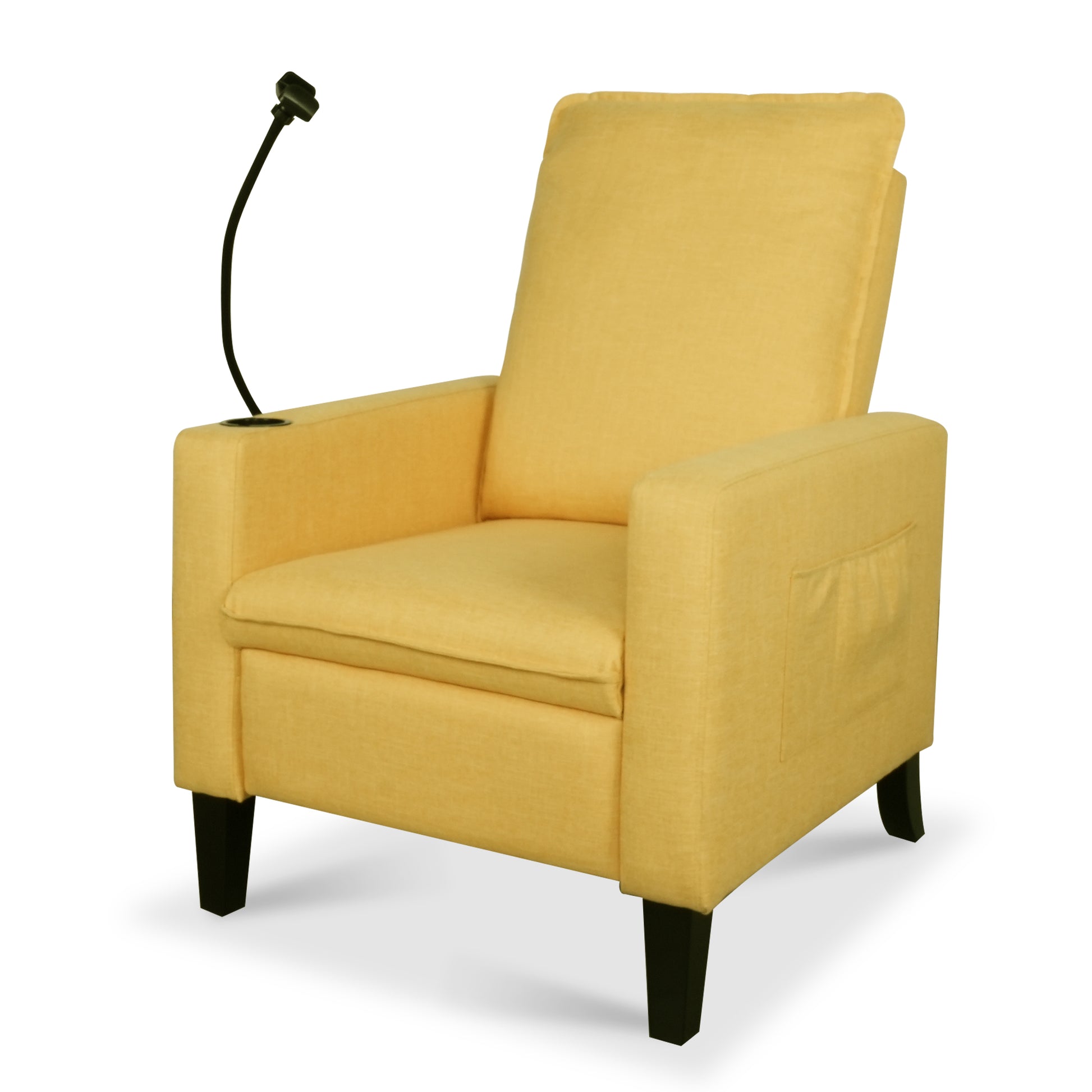 Recliner Chairs For Adults, Adjustable Recliner Sofa With Mobile Phone Holder & Cup Holder, Modern Reclining Chairs Fabric Push Back Recliner Chairs For Living Room, Bedroom, Yellow Yellow Foam Polyester