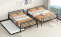 Full Xl Over Queen Metal Bunk Bed With Twin Size Trundle, Black Black Iron