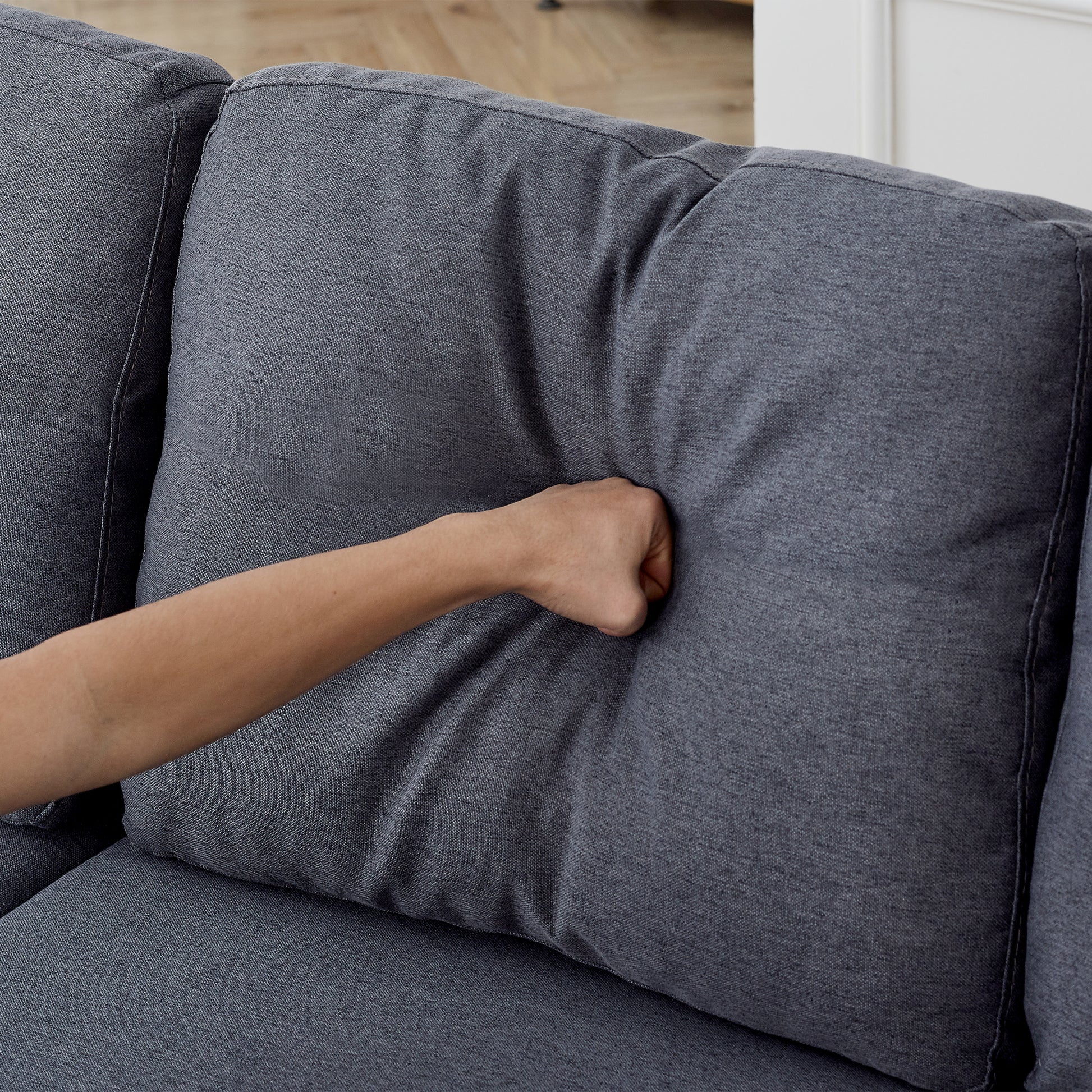 Fx78.7"Comfortable Linen L Shaped Combo Sofa Sofa Bed, Living Room Furniture Sets For Tight Spaces, Reversible Sleeper Combo Sofa With Pullout Bed,Reversible Sofa Bed For Living Room, Office, Apartmen Dark Gray Linen Wood Primary Living Space Foam Fabric