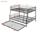Full Xl Over Queen Metal Bunk Bed With Twin Size Trundle, Black Black Iron