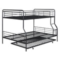Full Xl Over Queen Metal Bunk Bed With Twin Size Trundle, Black Black Iron