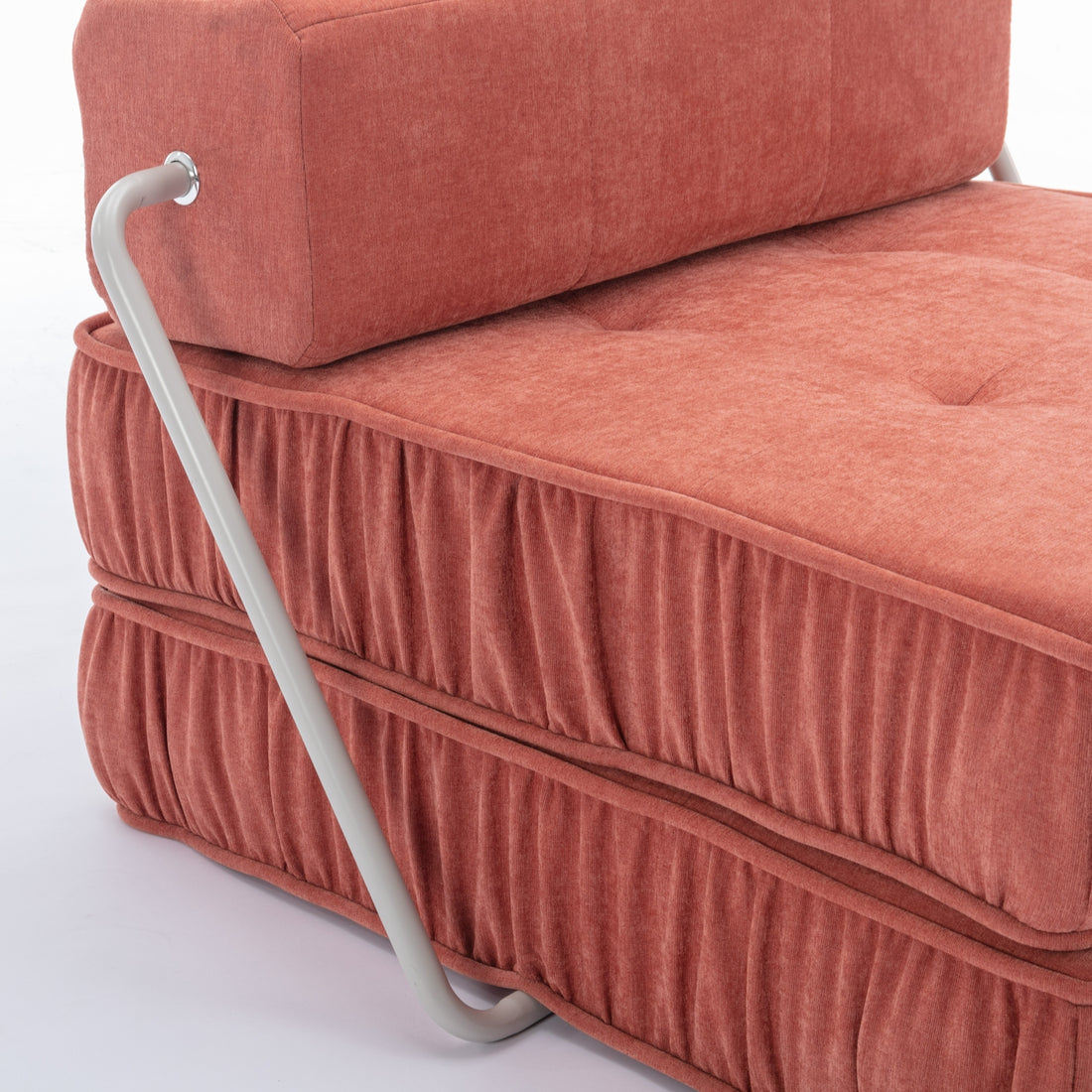 Folding Sofa Bed, Futon Sleeper Chair, Convertible Chair Floor Couch & Sleeping Mattress For Living Room, Guest Room, Home Office, Apartment, Small Space, Bed, Removable Back Cushion, Orange, 1 Seat Orange Chenille Primary Living Space Pillow Back Soft