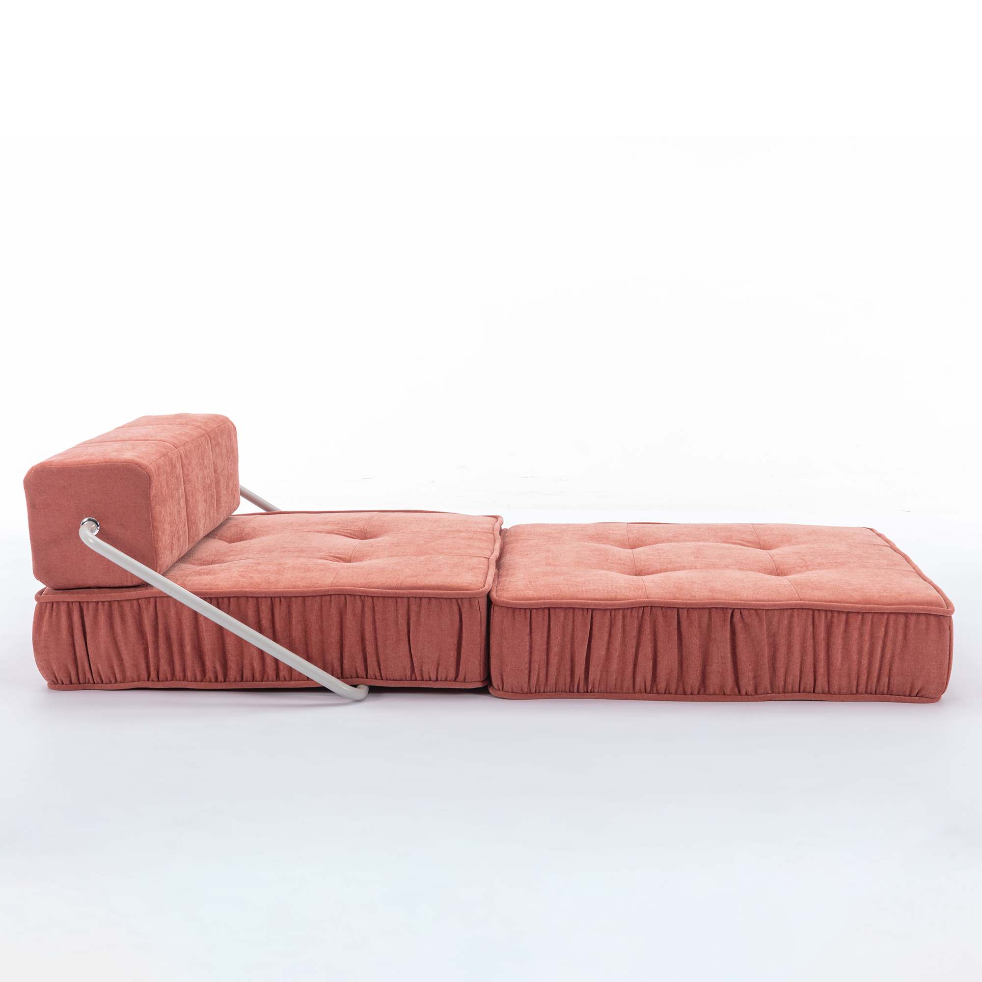 Folding Sofa Bed, Futon Sleeper Chair, Convertible Chair Floor Couch & Sleeping Mattress For Living Room, Guest Room, Home Office, Apartment, Small Space, Bed, Removable Back Cushion, Orange, 1 Seat Orange Chenille Primary Living Space Pillow Back Soft